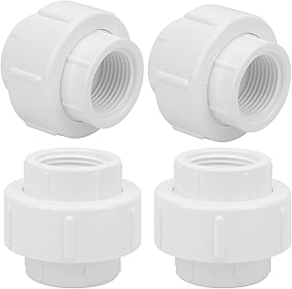 4Pcs 1Inch Female Threaded PVC Union Coupling Pipe Fitting (Female x Female) 1'' PVC FNPT Female Union Coupling Adapter for Sprinkler Pipe, Irrigation, Plumbing, Schedule 40, EPDM O-Ring