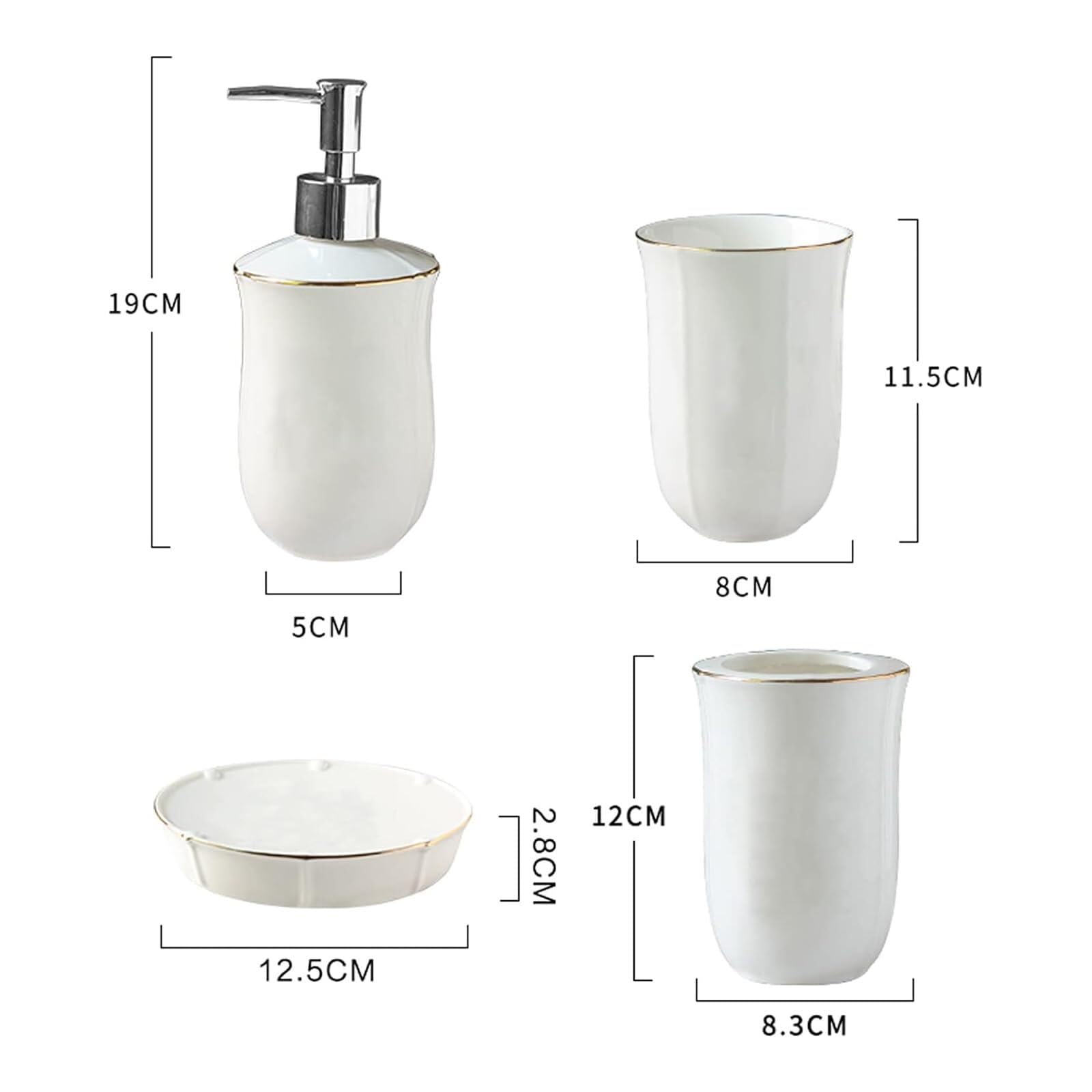 Set di accessori per il bagno Set di accessori da bagno in ceramica lusso, dispenser sapone, portaspazzolino, bicchiere Arredamento per gli affittuari(Green)