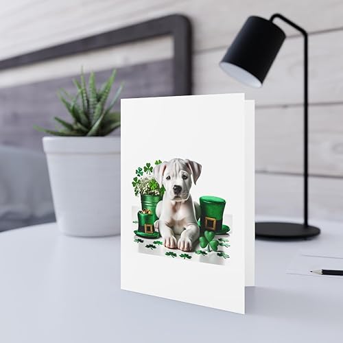 Miniatura 5 de DistinctInk Greeting CardNote Card - Dogo Argentino puppy St. Patrick's Day - PACK of 5