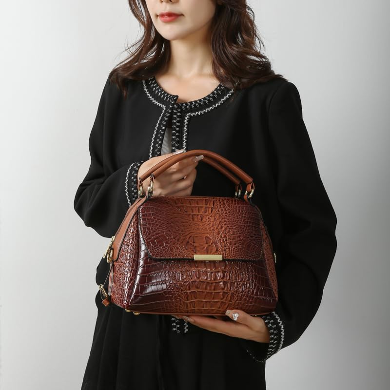 Image of Women's Crocodile Style Handbags: Fashionable Large Capacity Tote Bags with Adjustable Shoulder Strap