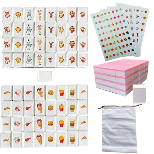 Promithi 65 Tiles 30mm Seaside Game Blocks, Tiles Escape Game for Kids in ABS Plastic Material Set with 4 DIY Stickers Plastic Mahjong Style, Simple...