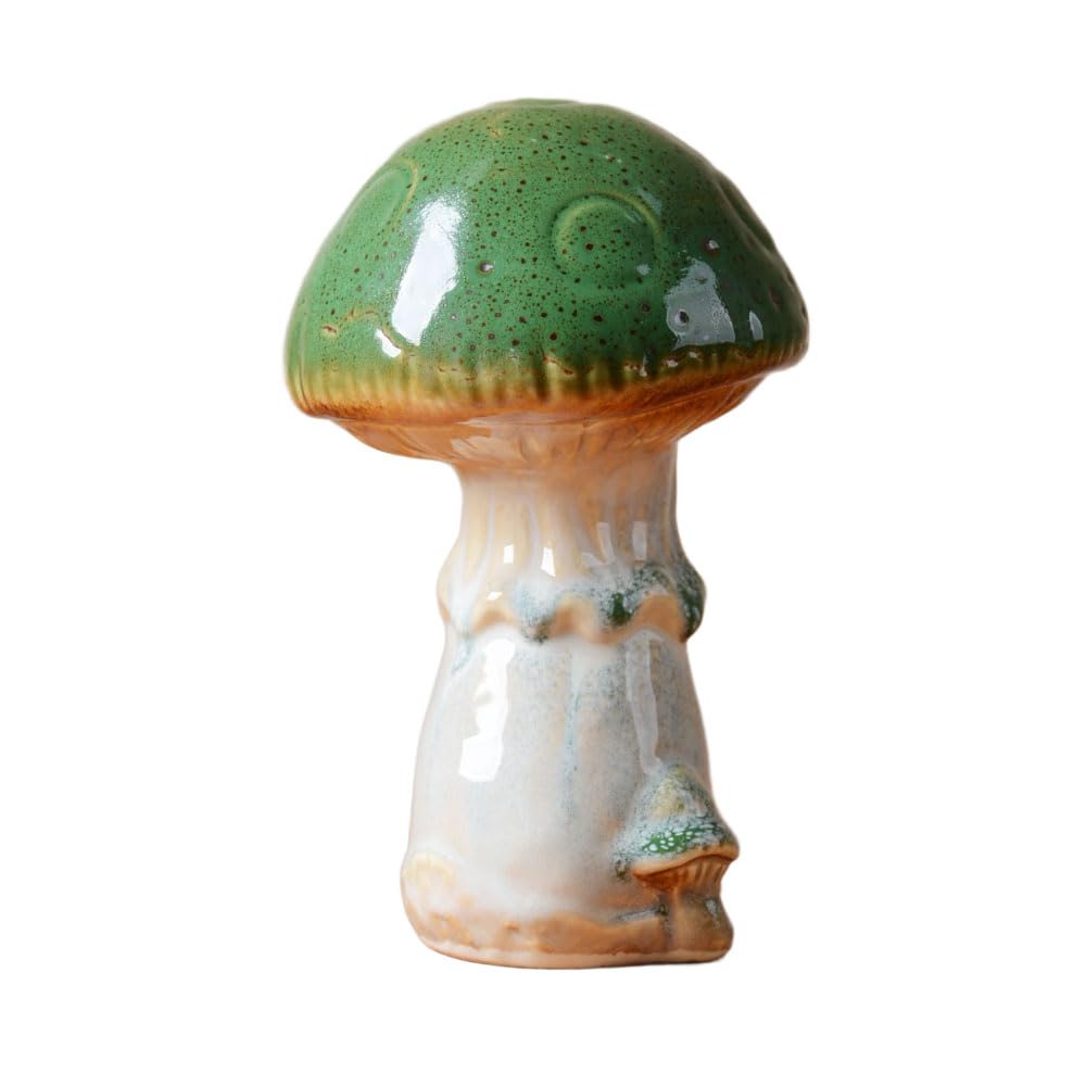 SEINHIJO Statua Decorativa Funghi Scultura Giardino Figurine Moderna Arts Regalo Ceramica Statuetta per Patio Cortile 17cm