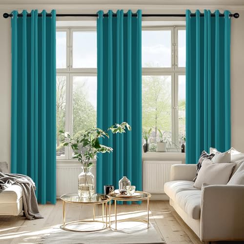Image of MIULEE Blackout Curtains for Bedroom Living Room 2 Panels, Thermal Insulated Room Darkening Drapes Grommet Noise Reducing Light Blocking Window Treatments 84 Inches Long 40x84 Inch Teal