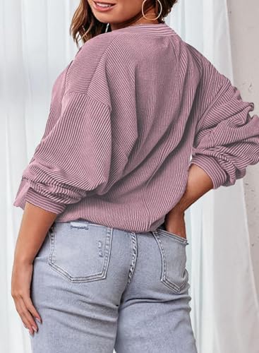 Eytino Plus Size Women's Ribbed Knit Pullover Tops