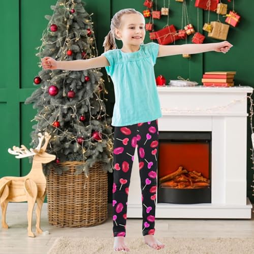 Girls' Leggings Lips Heart Lollypop Candy Ankle Length Printed Leggings Comfort Pants for Kids 4-10 Years3