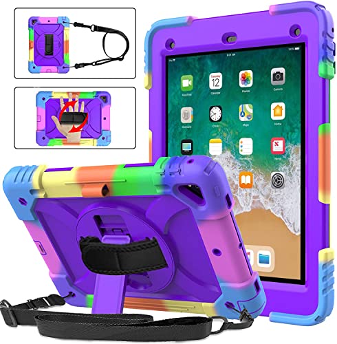 BMOUO iPad 6th Generation Case, iPad 5th Generation Case, iPad 9.7 Case, iPad Air 2 Case,Shockproof [360 Swivel Stand][Hand Strap][Pencil Holder] Kids Case for iPad 9.7 inch 2018/2017, iPad Air 2/1