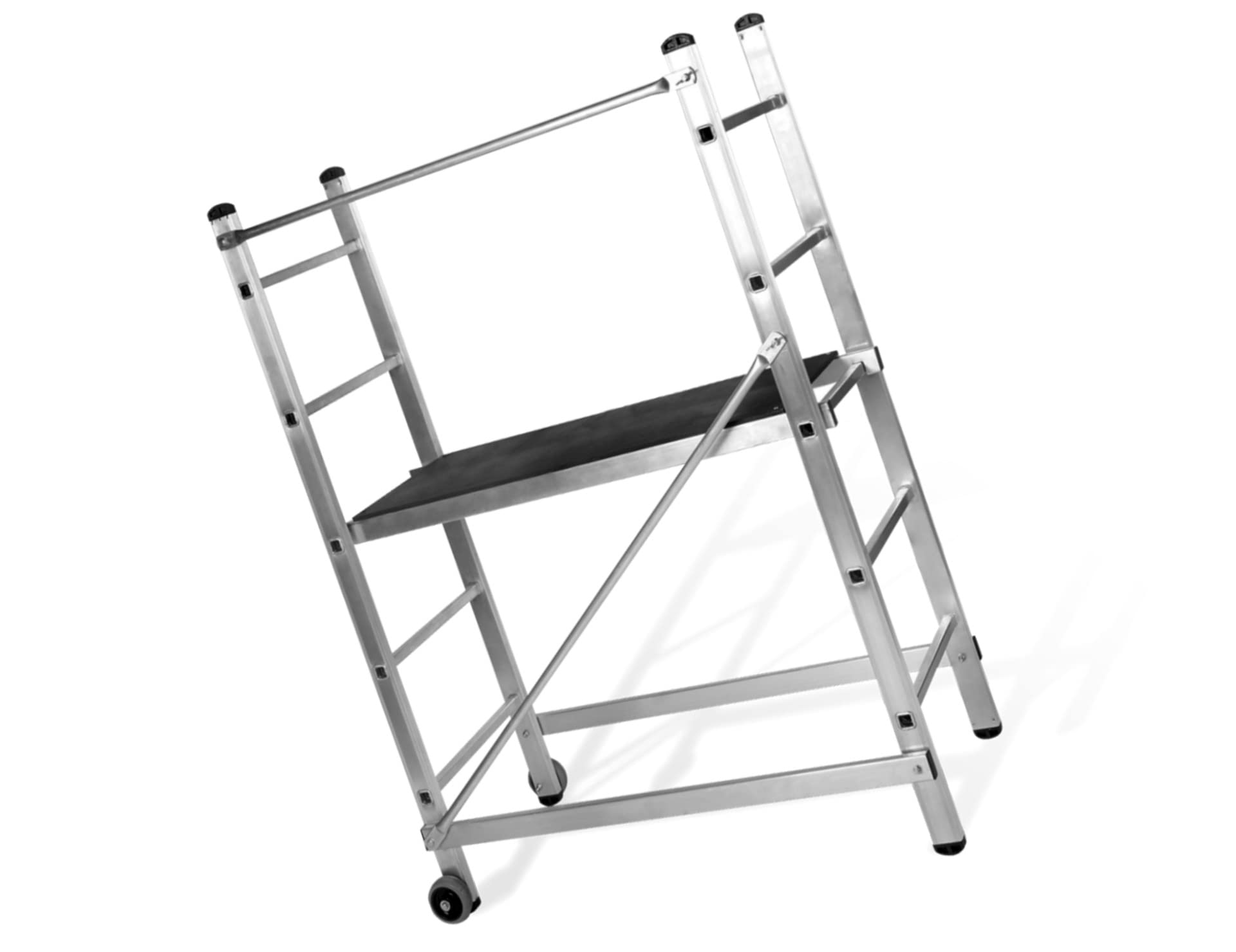 VITO – Andamio rodante, altura 3 m, escalera de andamio de trabajo, aluminio, carga 120 kg, trabajos de bricolaje, astillero de jardín
