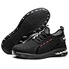 Rona Shoes Safety Shoes Safety Trainers Steel Toe Cap Trainers Work Shoes Lightweight Comfortable Slip On for Men Women Ladies Luna Black UK6 / EU39 #4