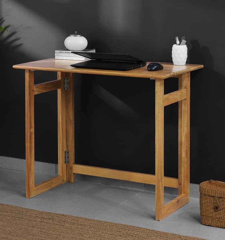 Image of Dawn Riser Solid Wood Folding Study Table Laptop, Computer, Pc, Writing Foldable Desk for Home & Office Space Saving, Easy to Store, Sleek Design Dawnriser Natural Finish, Acacia Wood, DIY Model