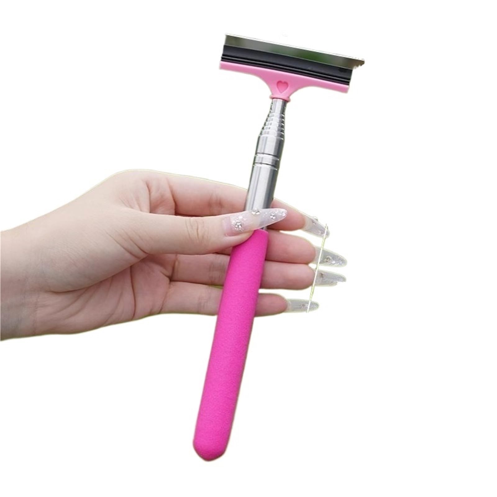 TRRYUIP Side Mirror Squeegee 1PC Multi Functional Car Rearview Mirror Telescopic Wiper Manual Scraper Rain/Snow Removal Window Glass Cleane(Pink)