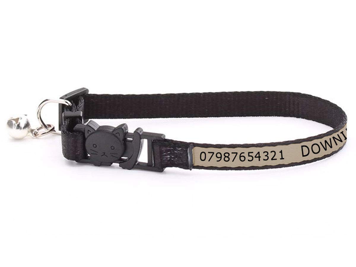 Katzenhalsband, personalisierbar, mit Telefon, Adresse, Namen und jedem  Text, personalisierbares Identitts-Halsband fr Ktzchen : Amazon.de:  Haustier