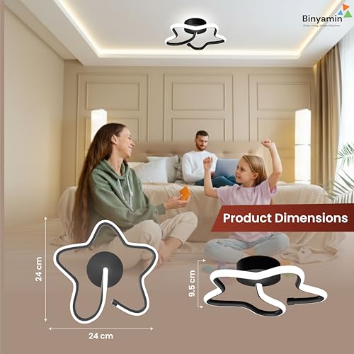 Image of Binyamin 50W Modern LED Ceiling Light for Living Room | Star & Infinity Design Ceiling Lamp |3 Colour Changing Warm White, Natural White & Cool White | Acrylic Ceiling Light for Bedroom Hallway (STAR)