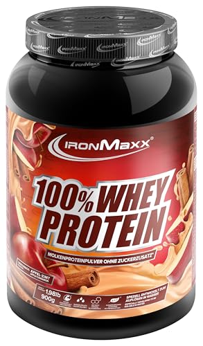 IronMaxx 100% Whey Protein Pulver 900g - Apple Cinnamon | Cremiger Eiweißshake mit BCAAs & EAAs | High Protein, Low Carb & zuckerarm | Ideal für Muskelaufbau, Diät & Fitness