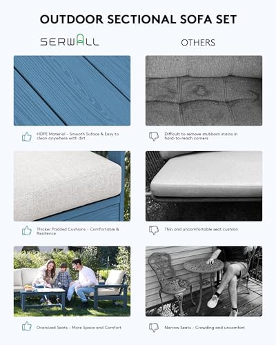 Image of SERWALL HDPE Outdoor Patio Furniture Set | with Coffee Table & Side Table