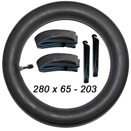 2 STK. Kinderwagen Schlauch 280 x 65 mit geraden Autoventil und Montagehebel Cover