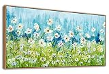 Framed Wall Art Wildflowers Canvas Pictures Living Room Wall Decor Abstract White Daisy Floral Canva