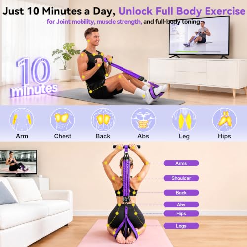Pedal Resistance Band with Handle, 3-Tube Exercise Resistance Bands Set for Home Gym, Workout Stretch Bands with Door Anchor & Ankle Straps for Fitness, Pilates, Yoga, Physical Therapy - image 4