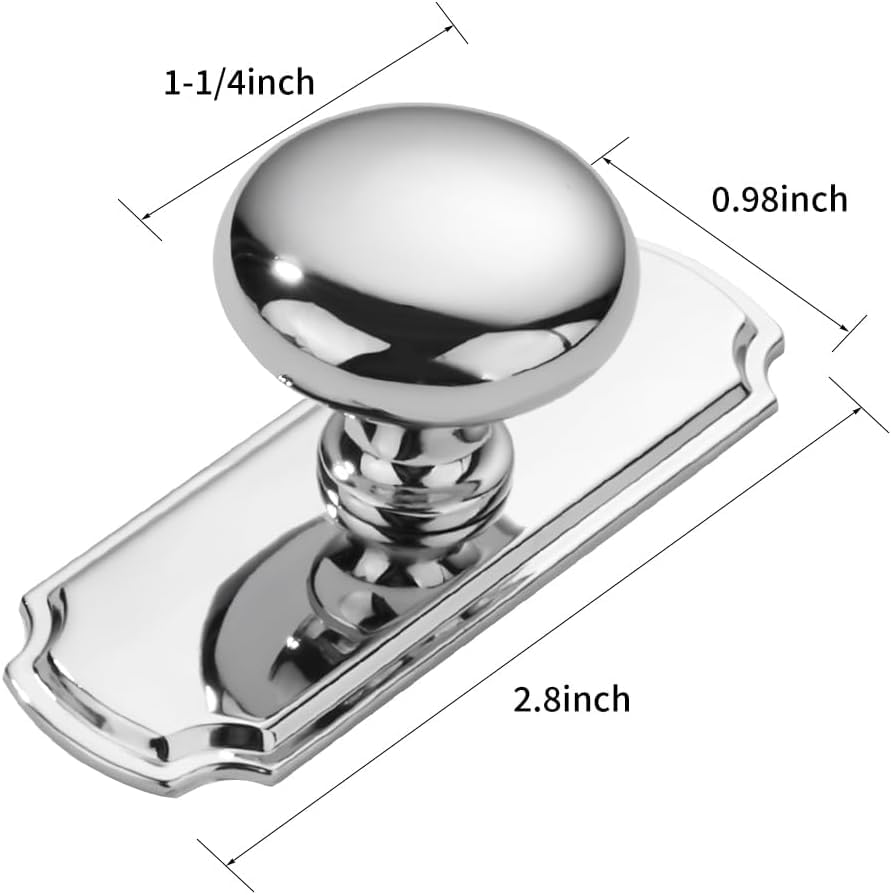 KHTUMEWARE-113+P Round Knob, Polished Chrome, 1-1/4 in (32 mm), 2-Pack in Polished Chrome — KHTUMEWARE