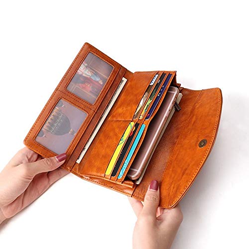 Womens Ladies Purse, Long Wallet, Multi-card Bit Leather Purse Multifunction (Green)4