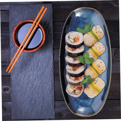 Plato grande azul de cerámica IMIKEYA para sushi miniatura 2