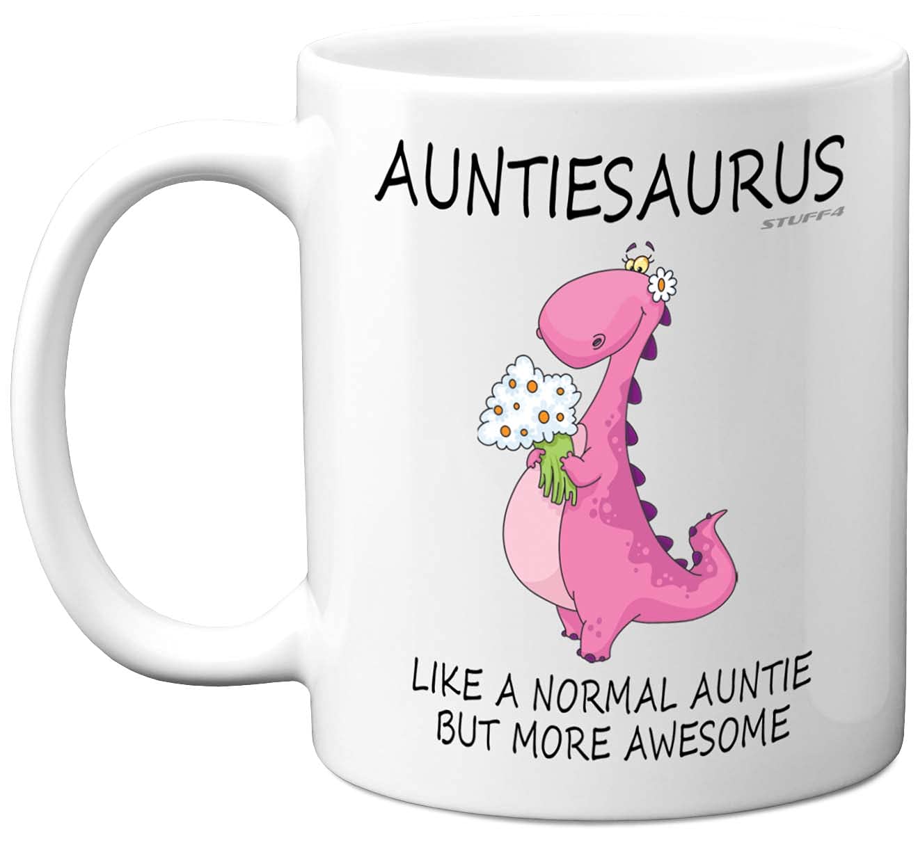 Stuff4 Auntie Birthday Gifts - Auntiesaurus Mug - Best Auntie Mugs, Happy Birthday Aunty Gift, Special Aunt Gifts for Christmas, Funny Xmas Tea Coffee Cup Cups, 11oz Ceramic Dishwasher Microwave Safe