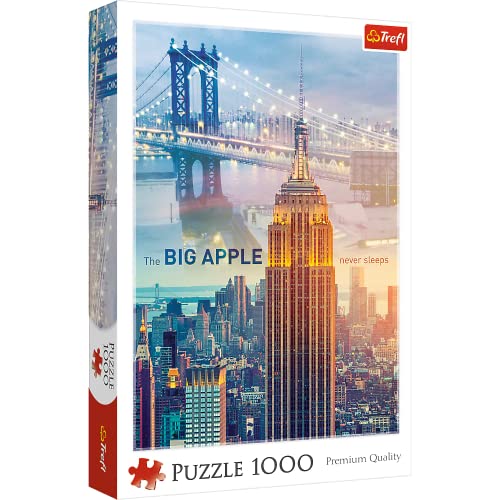 Trefl, Puzzles, Nueva York al Amanecer, EE. UU, de 1000 Piezas, Ciudades del Mundo, Vista a la Ciudad, Rascacielos, Puente, Rompecabezas DIY, Pasatiempo Creativo, Diversión, Regalo