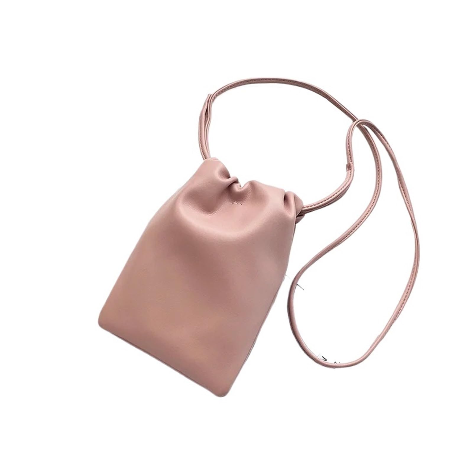 AYWTIUN Leather Drawstring Pouch Soft PU Leather Mobile Phone Bag for Women Simple Drawstring Crossbody Small Versatile Shoulder