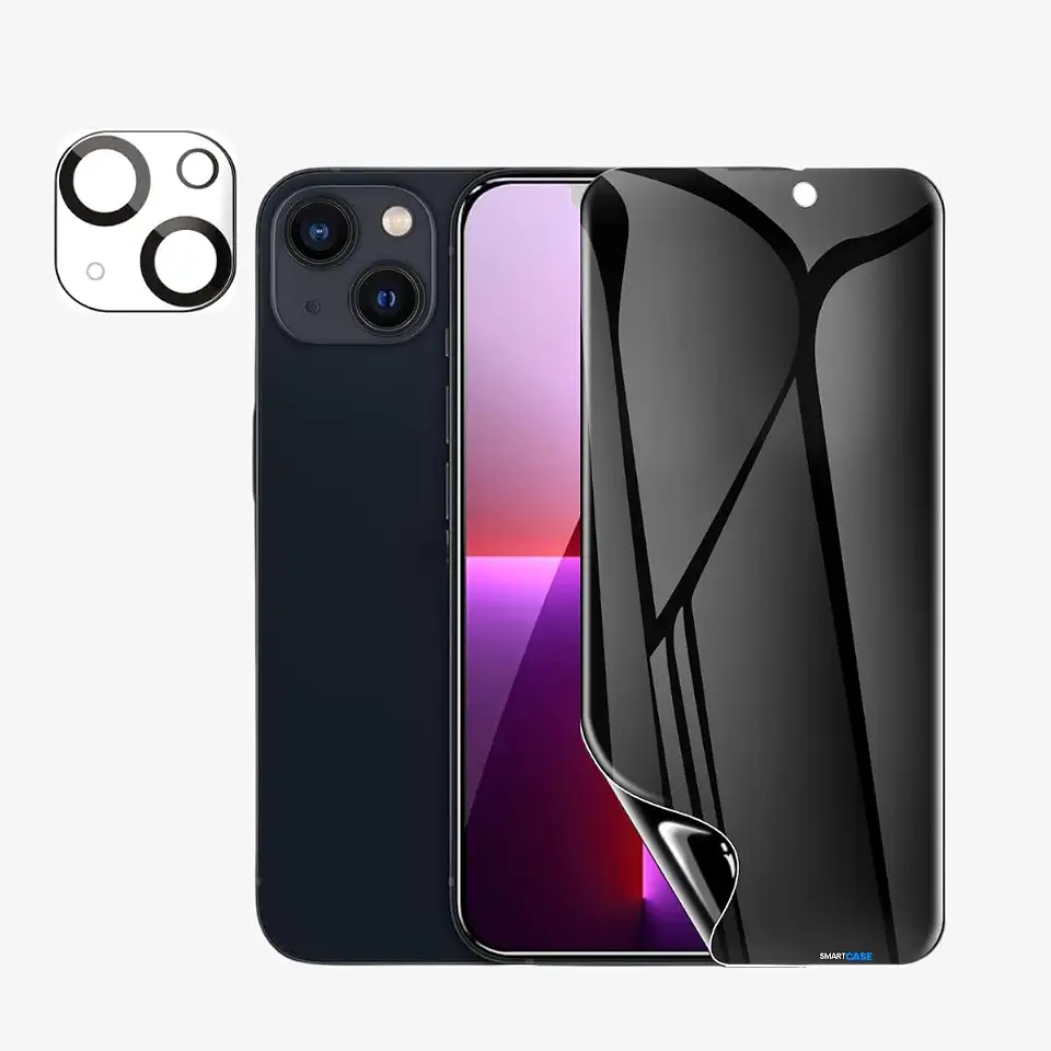 Película De Cerâmica Fosca Privacidade Anti Spy Tela Toda Para iPhone + Película Lente de Câmera (iPhone 13)