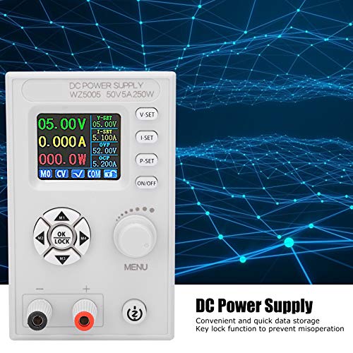 Image of DC Power Supply, Lab Bench Numerical Control Variable 4-Digital LCD Display Regulated Power Supply DC 6-55V to 0-50V 5A with Alligator Leads