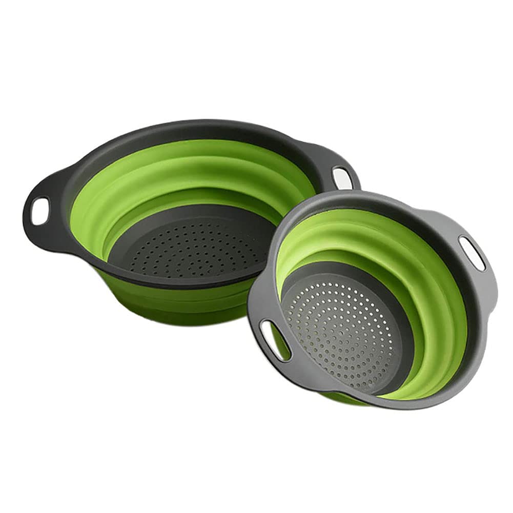 Colador plegable de silicona para verduras/frutas, colador plegable para cocina, color verde 5