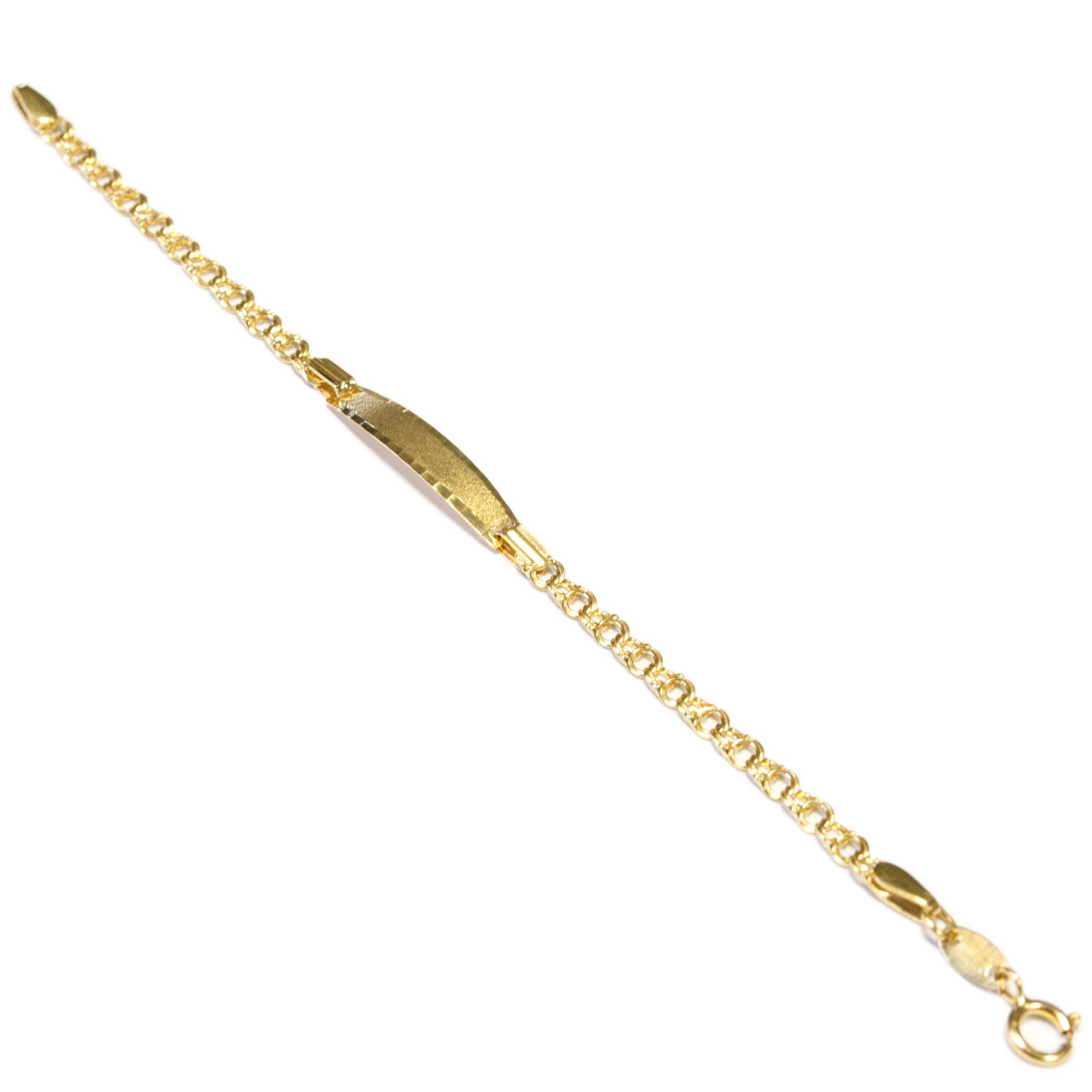 Monde Petit - 9K Gelbgold Personalisierte Baby Mädchen Slave Hungarian Matte Glanz Kinder Armband 12 cm - Geschenkbox - Garantiezertifikat