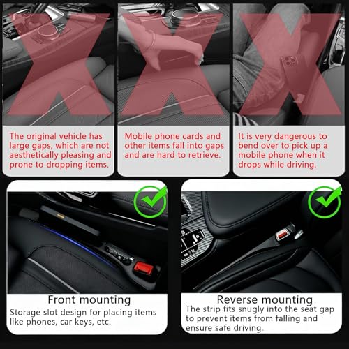 2PCS Universal Car Seat Gap Filler Organizer - No Drop Seat Guard with Side Pockets, Durable Non-Slip Material, Easy 10-Second Install for Cars, Trucks & SUV (Beige) - Image 4