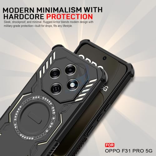 Image of AESTMO Back Case Cover for Oppo F31 Pro 5G | Magnetic Case with Built-in Metal Ring | Compatible with MagSafe Accessories | Shockproof Hybrid (PC + TPU, Black)
