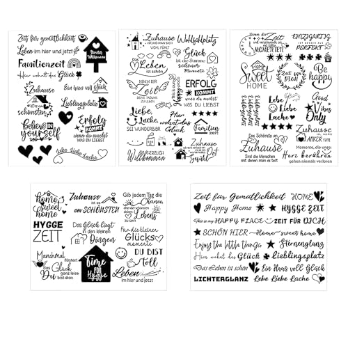 EUZUXU Rub On Sticker Transfers 5PCS Frases, para Manualidades y Decoración para Muebles Raysin Keraflott, Vidrio, Madera