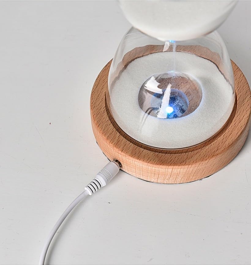 Clessidra Artistica In Vetro Con Base In Legno LED