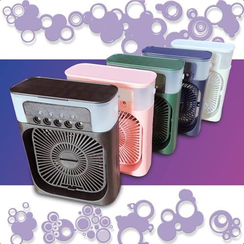 Mini Ventilador Umidificador Portátil USB-C Silencioso Econômico Tanque de Água e Gelo 600ml 3 veloc