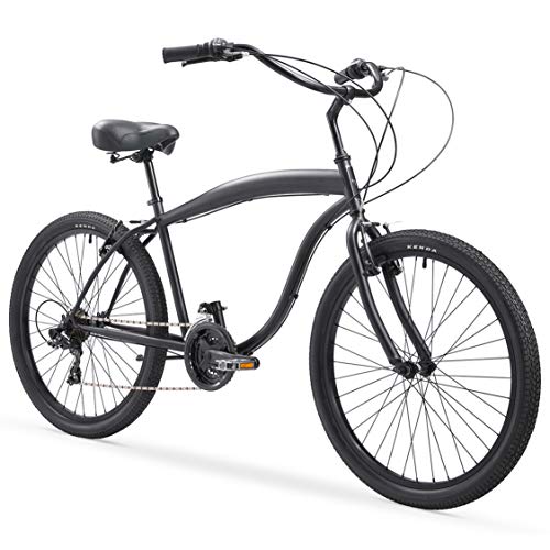sixthreezero in The Barrel Men's Cruiser Bike, 26 Inches, 21-Speed, Matte Black