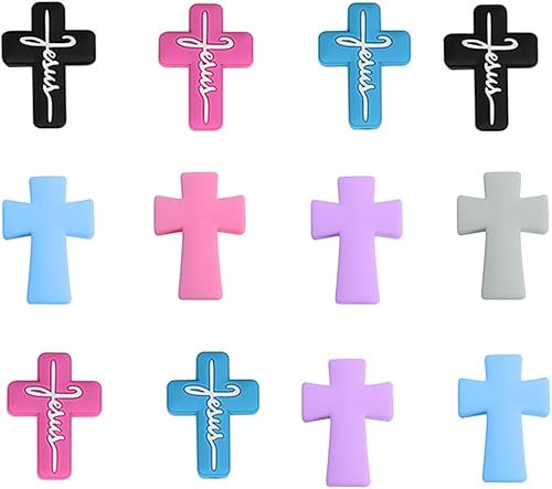 Decoendiy 24 cuentas de silicona en forma de cruz, cuentas impresas de girasol, leopardo vaca, cuentas focales de silicona, cuentas espaciadoras de disponible en Yaxa Guatemala