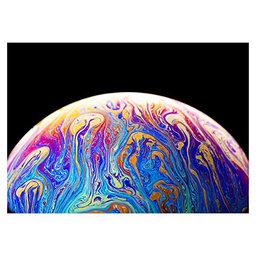Procart Blacklight Poster Print 24x34 inch, Fluorescent Ink Print on Canvas, Reactive at UV Light, Glow at Blacklight (Virtual Reality Space with Abstract Multicolor Psychedelic Planet)