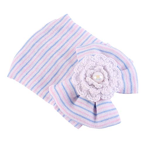 jerague Preemie Newborn Hospital Hat Soft Cotton Baby Girls Head Wrap with Big Bow Cap Nursery Beanie, 3 Pack 0-3months2