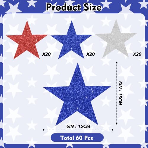 Image of Vuzvuv 6 Inch Star Cutouts Red White Blue Paper for Bulletin Board Decor
