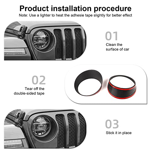 Image of CheroCar for JL Mesh Grille Grill Insert & Headlight Turn Light Cover Trim Exterior Accessories for Jeep Wrangler JL JLU 2018-2026 & Gladiator JT 2020-2026