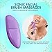 Bella Ciao 12-Speed Gentle Facial-Cleansing Brush, Rechargeable Silicone Face Scrubber, Deep-Cleaning and Exfoliating Face-Wash Brush, Water-Resistant Design, Purple