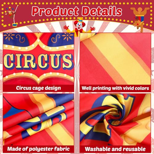 Image of Circus Party Decorations Carnival Cage Shaped Photo Backdrop Circus Photo Booth Props Large Carnival Photos Banner Hanging for Kids Boys Girls Birthday Baby Shower Party Game Favors Supplies