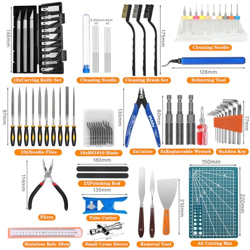 KOMABLEN 84PCS 3D Drucker Zubehör, 3D Drucker Werkzeug, 3D-Drucker-Zubehörteile mit Handentgrater, Akupunkturnadeln Reinigungsset, Düsenwechselwerkzeug, Gravieren und Entfernungswerkzeug – Bild 3