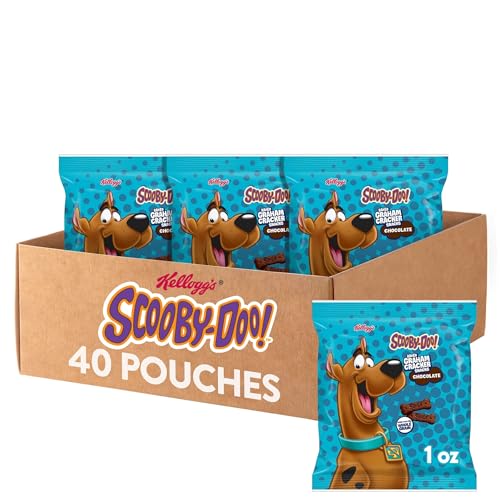 Kellogg's SCOOBY-DOO! Baked Graham Cracker Snacks, Lunch Snacks, Chocolate (40 Pouches)