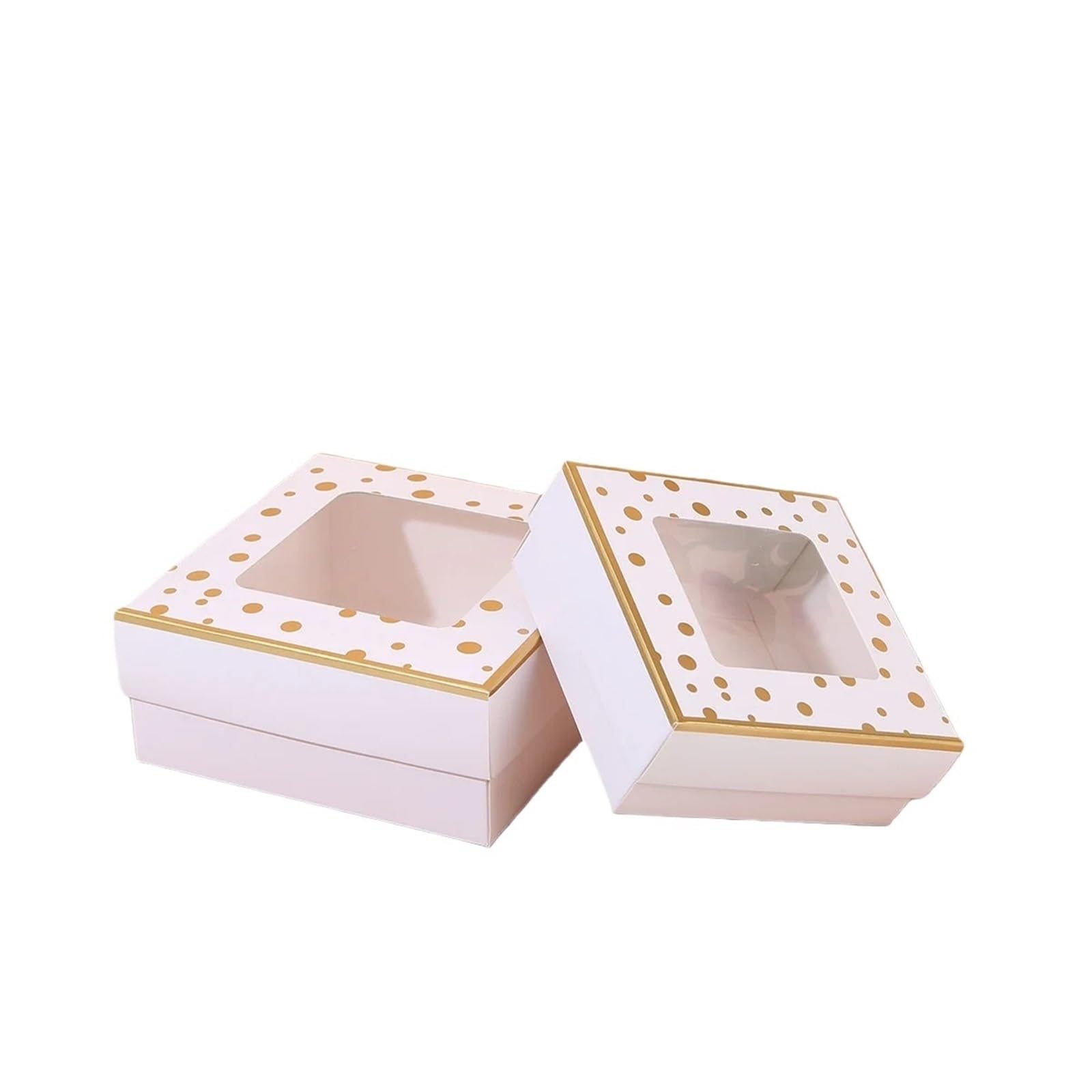 Caja Para Galletas Con Ventana Cajas de Regalo lunares dorados 12/20 piezas, cajas papel con ventana transparente for golosinas(20pcs,18x18x7.8cm)