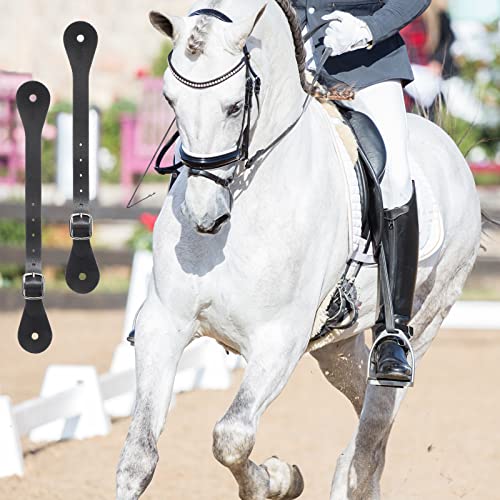 4 stuks lederen spoorriemen Horizons enkellaags spoorriemen Westerse man vrouw verstelbare laarsriemen voor dij hoge laarzen 6 gaten spoorriemen Zwart rijdende lederen spoorriemen voor ruiterbenodig - Afbeelding 4