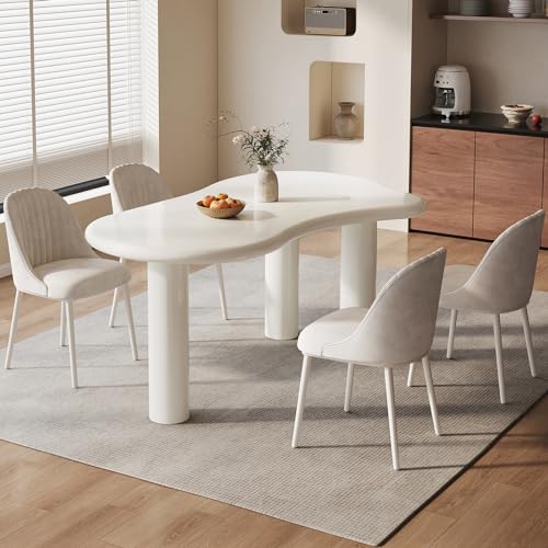 Miuuod Ensemble de salle à manger 5 pièces - Table de cuisine en forme de nuage avec 4 chaises rembourrées - Ensemble de salle à manger moderne unique avec...
