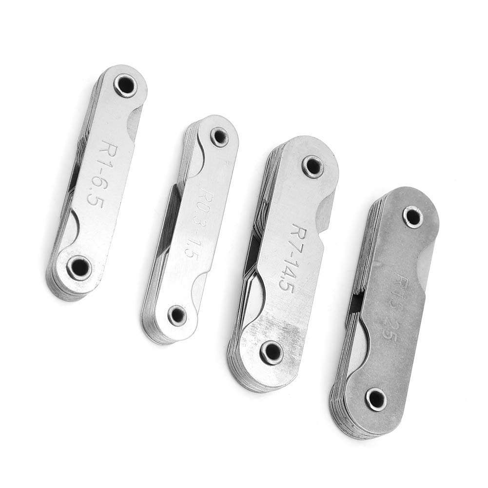 Jauge De Rayon Jauge de Rayon 4pcs Jeu de Jauges de Rayon en Acier Inoxydable Jeu de Jauges de Filet de Rayon en Acier Outil de Mesure de Rayon de Jauge Concave Convexe